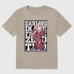 Футболка оверсайз мужская Darling in the FranXX zero, цвет: миндальный