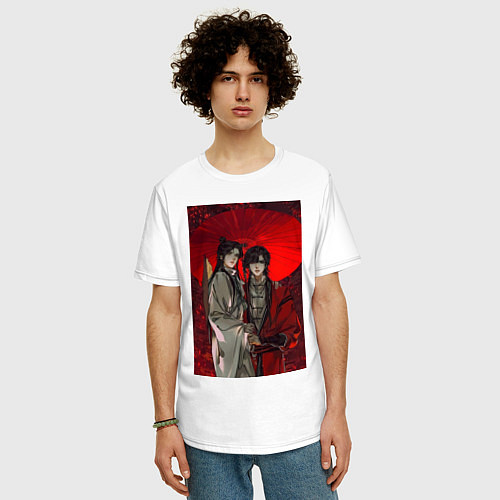 Мужская футболка оверсайз Благословение небожителей Князь Демонов / Белый – фото 3