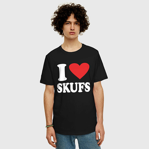 Мужская футболка оверсайз I love - skufs / Черный – фото 3