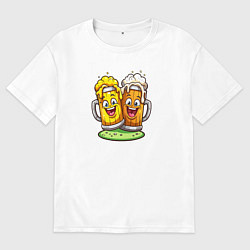 Футболка оверсайз мужская Две весёлые кружки, цвет: белый
