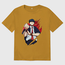 Футболка оверсайз мужская Мэш Бёрндэд маг, цвет: горчичный