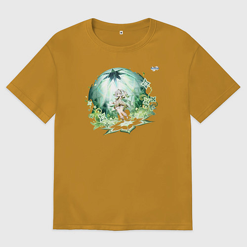 Мужская футболка оверсайз Нахида из Геншин Импакт / Горчичный – фото 1