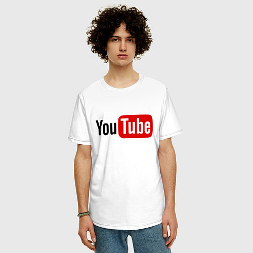 Мужская футболка оверсайз You tube logo / Белый – фото 3