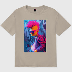 Футболка оверсайз мужская Bart Simpson - punk, цвет: миндальный