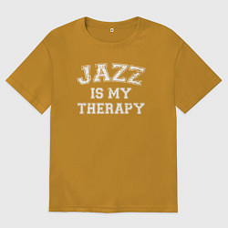Футболка оверсайз мужская Джаз моя терапия, цвет: горчичный