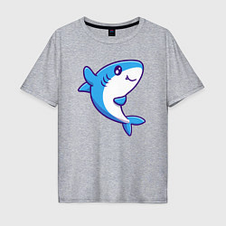 Футболка оверсайз мужская Дружелюбная акула, цвет: меланж