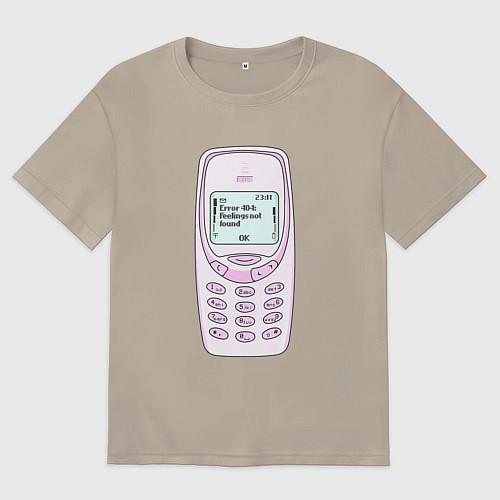 Мужская футболка оверсайз Error 404 nokia / Миндальный – фото 1