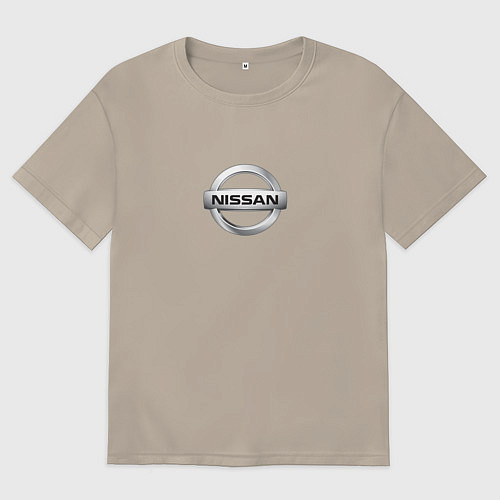 Мужская футболка оверсайз Nissan brend / Миндальный – фото 1