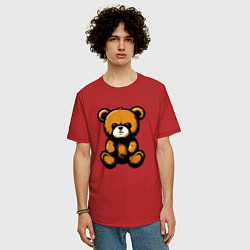 Футболка оверсайз мужская Тедди медведь, цвет: красный — фото 2
