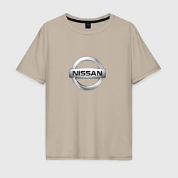 Футболка оверсайз мужская Nissan logo, цвет: миндальный