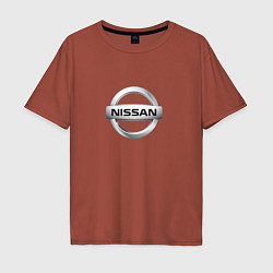 Футболка оверсайз мужская Nissan logo, цвет: кирпичный