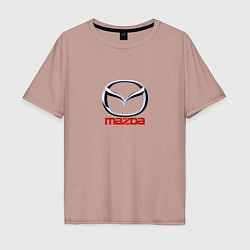 Футболка оверсайз мужская Mazda logo, цвет: пыльно-розовый