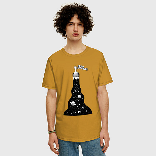 Мужская футболка оверсайз Художник космонавт / Горчичный – фото 3