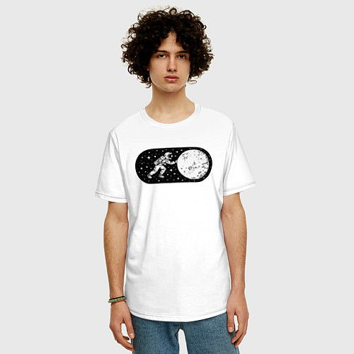 Мужская футболка оверсайз Режим космоса включен / Белый – фото 3
