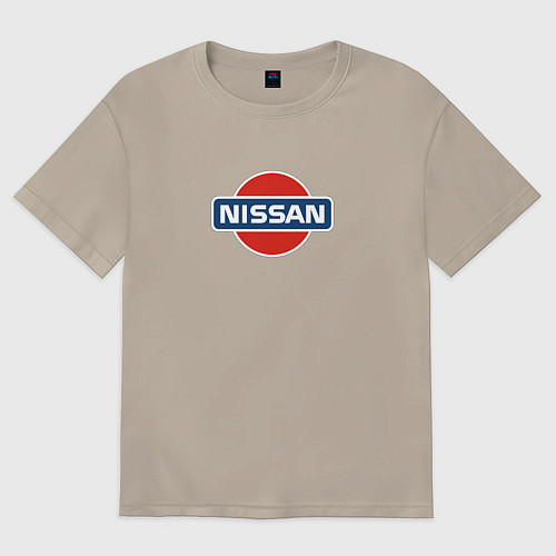 Мужская футболка оверсайз Nissan avto brend / Миндальный – фото 1