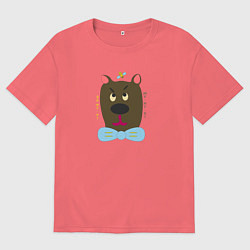 Футболка оверсайз мужская Медведь с пчелой, цвет: коралловый