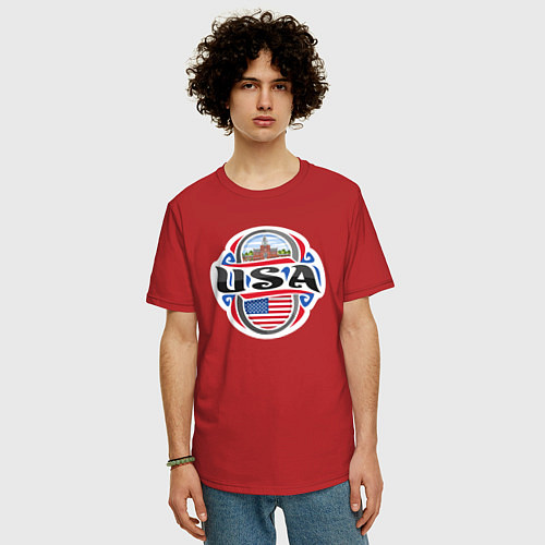 Мужская футболка оверсайз Style USA / Красный – фото 3