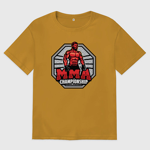 Мужская футболка оверсайз MMA championship / Горчичный – фото 1