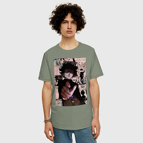 Мужская футболка оверсайз Моб Психо 100 Рицу Кагэяма Шигэо Кагэяма / Авокадо – фото 3