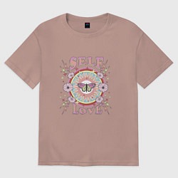 Футболка оверсайз мужская Любовь к себе, цвет: пыльно-розовый