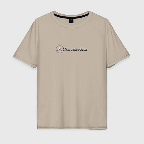 Мужская футболка оверсайз Mercedes benz logo grey / Миндальный – фото 1