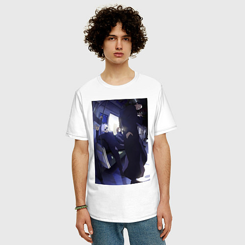 Мужская футболка оверсайз Магическая битва Сатору Годзё Сугуру Гэто / Белый – фото 3