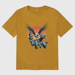 Футболка оверсайз мужская Я вижу тебя - глаз с крыльями, цвет: горчичный