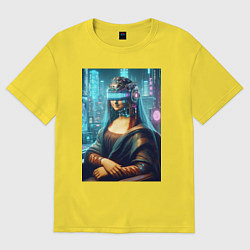 Футболка оверсайз мужская Gioconda - cyberpunk ai art fantasy, цвет: желтый
