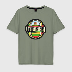 Футболка оверсайз мужская Литва, цвет: авокадо