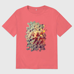 Футболка оверсайз мужская Гексагон в цвете, цвет: коралловый