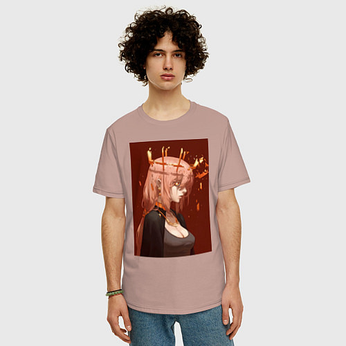 Мужская футболка оверсайз Человек-бензопила Макима Общественная безопасность / Пыльно-розовый – фото 3