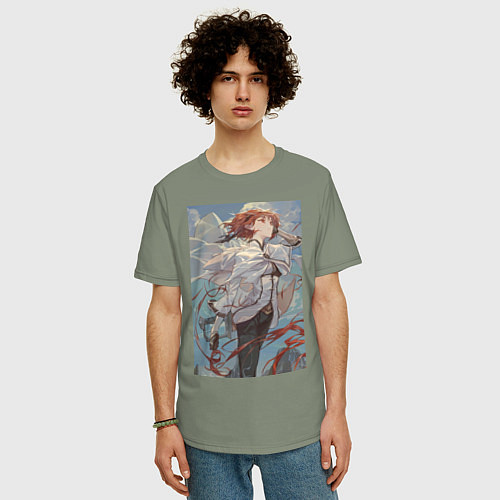 Мужская футболка оверсайз Реинкарнация безработного Эрис Бореас Грейрат мечн / Авокадо – фото 3