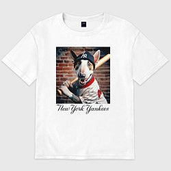 Футболка оверсайз мужская Bull terrier - New York yankees baseball team, цвет: белый