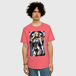 Футболка оверсайз мужская Cyber sexy Barbie - ai art fantasy, цвет: коралловый — фото 2