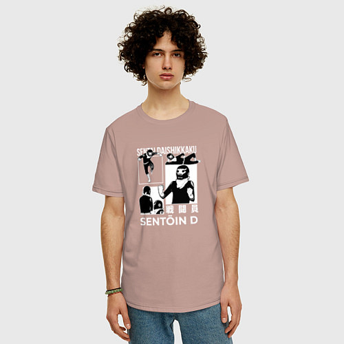 Мужская футболка оверсайз Боевой отряд Комбатант Ди / Пыльно-розовый – фото 3