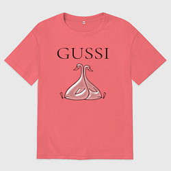 Футболка оверсайз мужская Гусси - розовый, цвет: коралловый