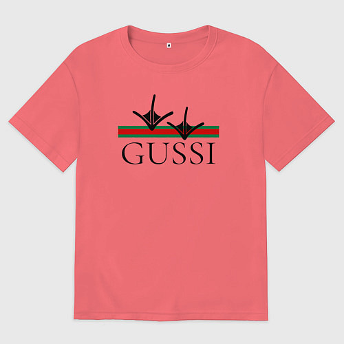 Мужская футболка оверсайз Гусси - лапы / Коралловый – фото 1