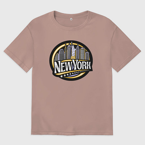 Мужская футболка оверсайз USA New York / Пыльно-розовый – фото 1
