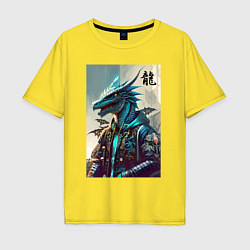 Футболка оверсайз мужская Cool dragon - ai art fantasy, цвет: желтый