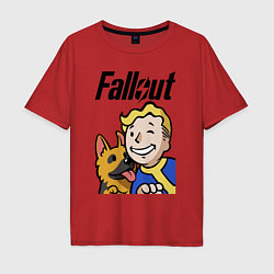 Футболка оверсайз мужская Vault boy and shepherd, цвет: красный