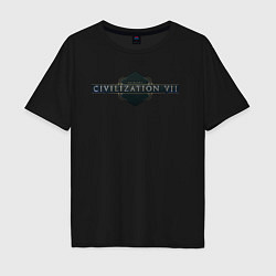 Футболка оверсайз мужская Sid Meiers civilization 7 logo, цвет: черный