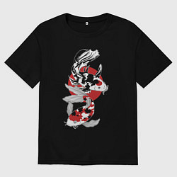 Футболка оверсайз мужская Карпы кои - японская графика, цвет: черный