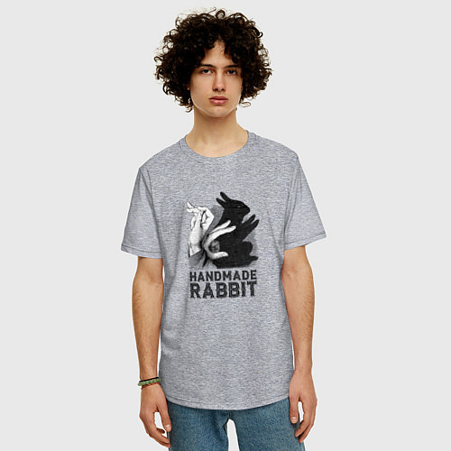 Мужская футболка оверсайз Кролик ручной работы / Меланж – фото 3