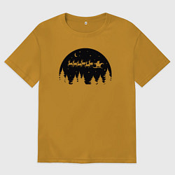 Футболка оверсайз мужская Night Santa Claus, цвет: горчичный