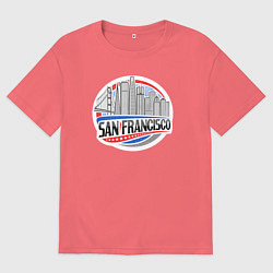 Футболка оверсайз мужская Сан-Франциско, цвет: коралловый
