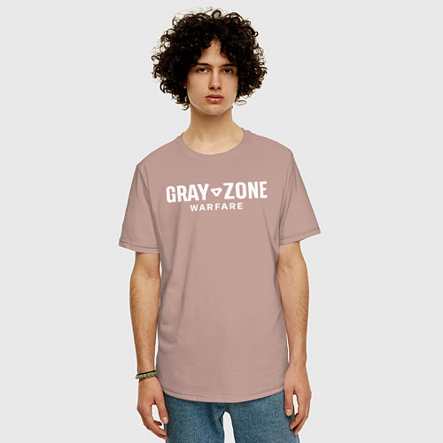 Мужская футболка оверсайз Gray zone warfare logo / Пыльно-розовый – фото 3