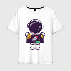Футболка оверсайз мужская Космонавтик и космос, цвет: белый