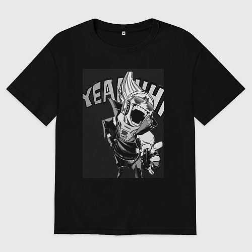 Мужская футболка оверсайз Моя геройская академия комментатор / Черный – фото 1