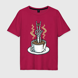 Футболка оверсайз мужская Skeletor coffee, цвет: маджента
