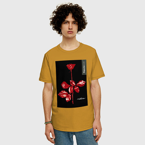 Мужская футболка оверсайз Depeche mode rose / Горчичный – фото 3